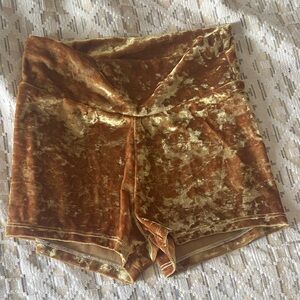 Gold velvet high waisted Women's Shorts